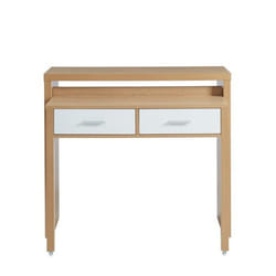 Bureau extensible STUDIO  blanc et effet chêne 2 tiroirs - Bois
