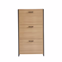 Meuble à chaussures ARCHI effet chêne et métal noir 3 portes 63cm - Bois
