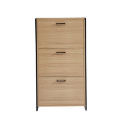 Meuble à chaussures ARCHI  effet chêne et métal noir  3 portes 63cm - Bois