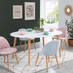 Table à manger ronde extensible - BAÏTA - Gamme ORACLE - Laqué blanc mat - L 160 x P 120 x H 75 cm