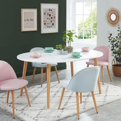Table à manger ronde extensible - BAÏTA - Gamme ORACLE - Laqué blanc mat - L 160 x P 120 x H 75 cm