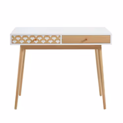 Bureau UTAH  blanc et effet chêne  2 tiroirs 100cm - Bois