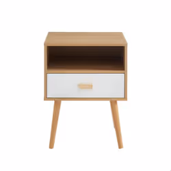 Table de chevet ULOS blanc et effet chêne 1 tiroir 40cm