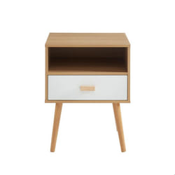 Table de chevet ULOS  blanc et effet chêne  1 tiroir 40cm