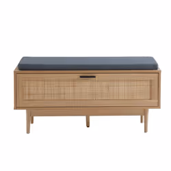 Banc à chaussures AMANA cannage rotin 1 porte 100cm - Bois