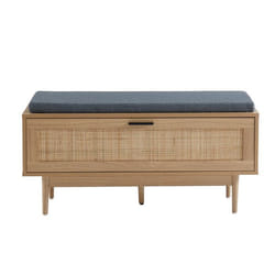 Banc à chaussures AMANA  cannage rotin  1 porte 100cm - Bois