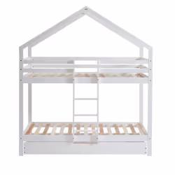 Lit cabane superposé TINY pin blanc 90x190 sommier inclus