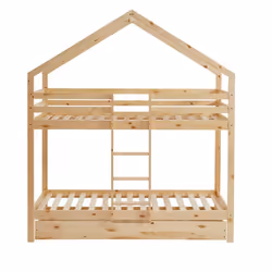 Lit cabane superposé - BAÏTA - Gamme TINY - Pin massif - 90 x 190 sommier inclus