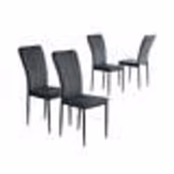 Lot de 4 chaises POPPY velours gris anthracite pieds métal noir