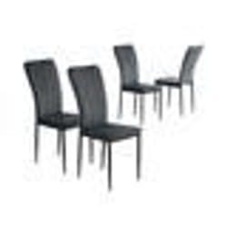 Lot de 4 chaises POPPY velours gris anthracite pieds métal noir