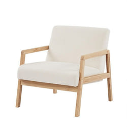 Fauteuil BONIFACIO en tissu bouclette blanc