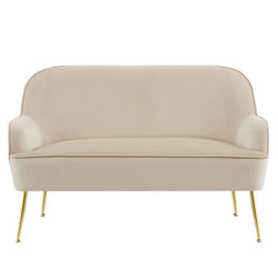 Canapé droit MARCELINO fixe velours beige