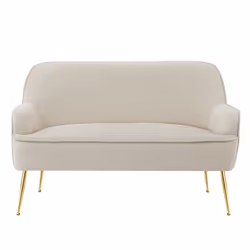 Canapé droit MARCELINO fixe tissu bouclette beige