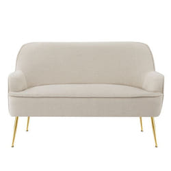 Canapé droit MARCELINO fixe tissu bouclette beige