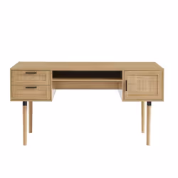Bureau droit AMANA cannage rotin l150cm - Bois