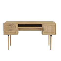 Bureau droit AMANA cannage rotin l150cm - Bois