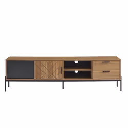Meuble tv GEOMA effet chêne foncé et gris 180cm