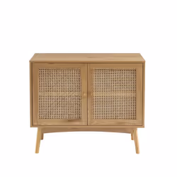 Buffet INES effet chêne et cannage rotin l90cm - Bois