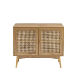 Buffet INES effet chêne et cannage rotin l90cm - Bois
