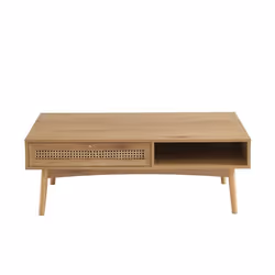 Table basse INES effet chêne et cannage rotin - Bois