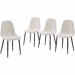 Chaises Lena Tissu Bouclette écru - BAÏTA - Lot de 4 - Contemporain - Design - Métal - Noir