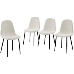 Chaises Lena Tissu Bouclette écru - BAÏTA - Lot de 4 - Contemporain - Design - Métal - Noir