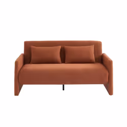Canapé droit JADE en tissu bouclette terracotta convertible 3 places