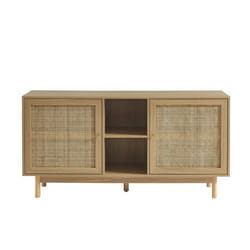 Buffet HELENA effet chêne et cannage rotin 150 cm - Bois