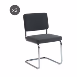 Lot de 2 chaises JACK velours côtelé gris charbon pieds métal chromé