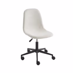 Chaise de bureau LENA tissu bouclette écru 5 roulettes - Blanc