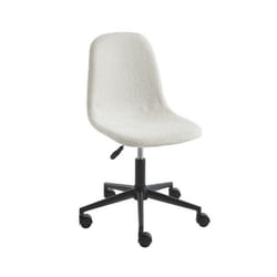 Chaise de bureau LENA tissu bouclette écru 5 roulettes - Blanc