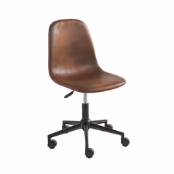 Chaise de bureau LENA suédine aspect cuir vieilli 5 roulettes - Marron