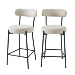Lot de 2 tabourets de bar NOA tissu beige