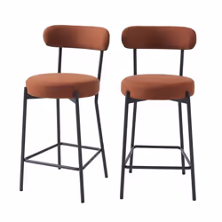 Lot de 2 tabourets de bar NOA tissu terracotta