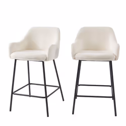Lot de 2 tabourets de bar NILS tissu bouclette blanc