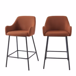 Lot de 2 tabourets de bar NILS tissu terracotta