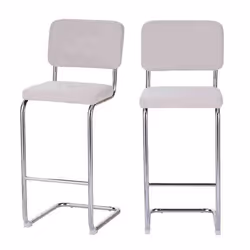 Lot de 2 tabourets JACK en velours côtelé beige avec pieds métalliques