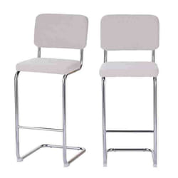Lot de 2 tabourets JACK en velours côtelé beige avec pieds métalliques
