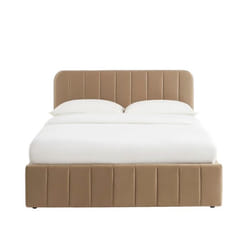 Lit coffre SIMI velours marron 140x190 sommier inclus