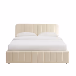 Lit coffre SIMI velours beige 160x200 sommier inclus