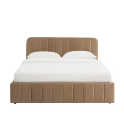 Lit coffre SIMI velours marron 160x200 sommier inclus