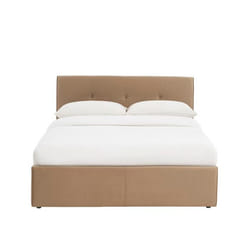 Lit coffre SEGURO velours marron glacé 140x190 sommier inclus