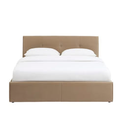 Lit coffre SEGURO velours marron glacé 160x200 sommier inclus