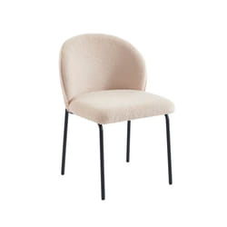 Lot de 2 chaises ZANA tissu bouclette taupe pieds métal noir