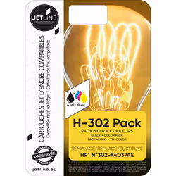 Jetline H-302 PACK, Noir, Bleu, Magenta, Jaune, 6 ml, 9 ml, 4 pièce(s), Multi pack