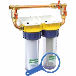 Polar - Double filtre 3/4'' bypass anti-calcaire avec équerre et cartouche FD34CBP