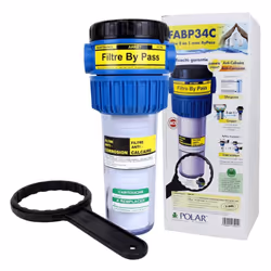 FBP34C Filtre à boue en 3/4" avec By pass intégré et clé équerre Vendu avec une console de fixation et une cartouche CJ1020 F ...