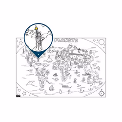 Coloriage géant - BOUCHUT - Le tour du monde - 120cm x 80cm - Certifié PEFC - Pour enfants à partir de 3 ans