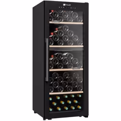Cave à vin CLD115B1 de Climadiff. Design moderne avec sa porte entièrement vitrée avec son panneau de contrôle tactile extéri ...