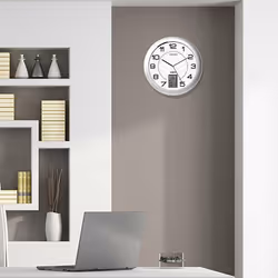 Unilux 100340853 Horloge murale et de table Horloge à quartz Rond Métallique, Argent